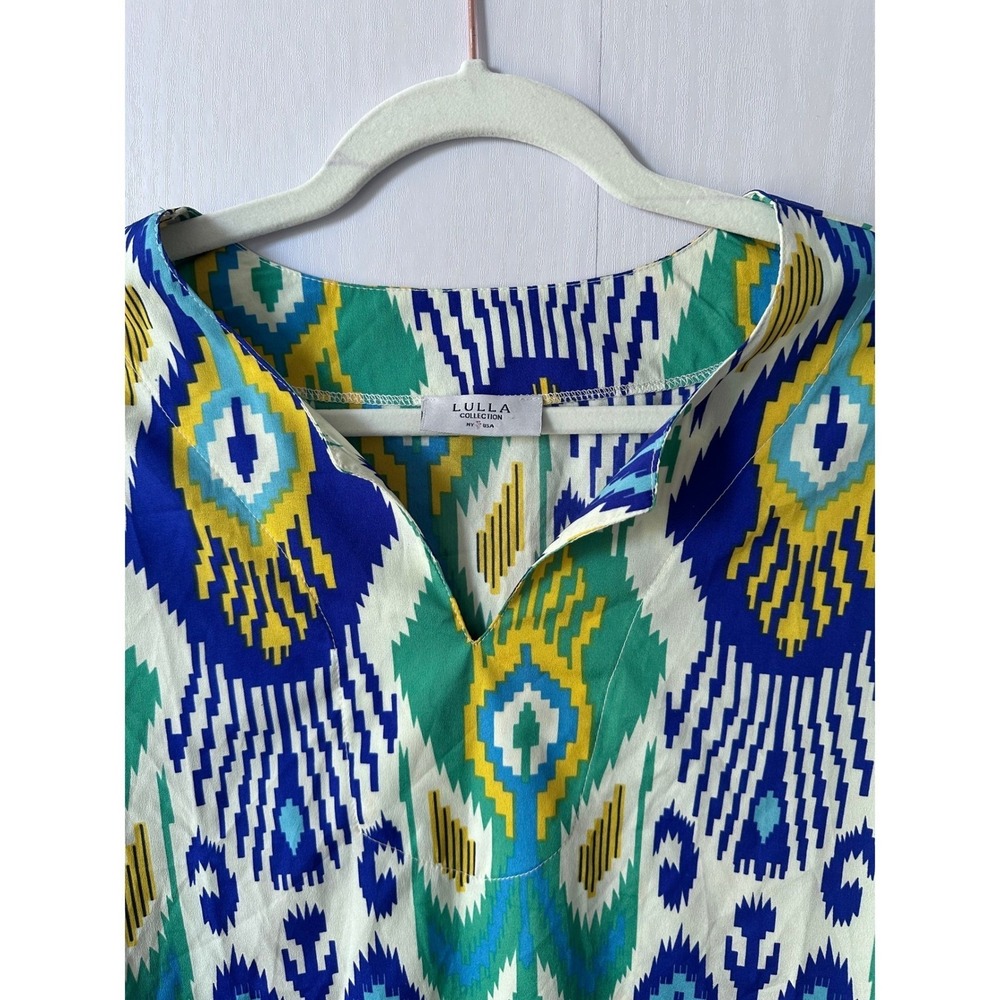 Boho Beach Coverup Split V Neck Tunic Kaftan Resort Beach Cover Up Dress S Lulla - Picture 3 of 10